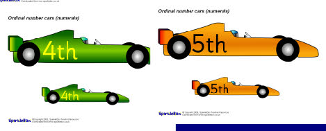 Ordinal Numbers On Racing Cars Sb Sparklebox