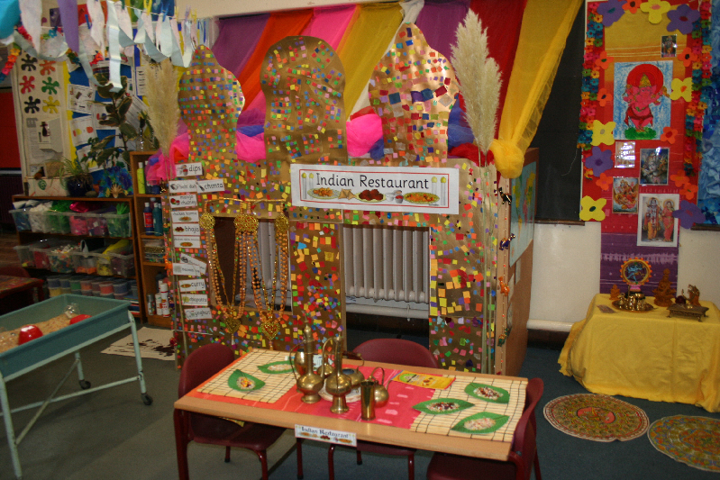 Indian restaurant role-play area classroom display photo - Photo