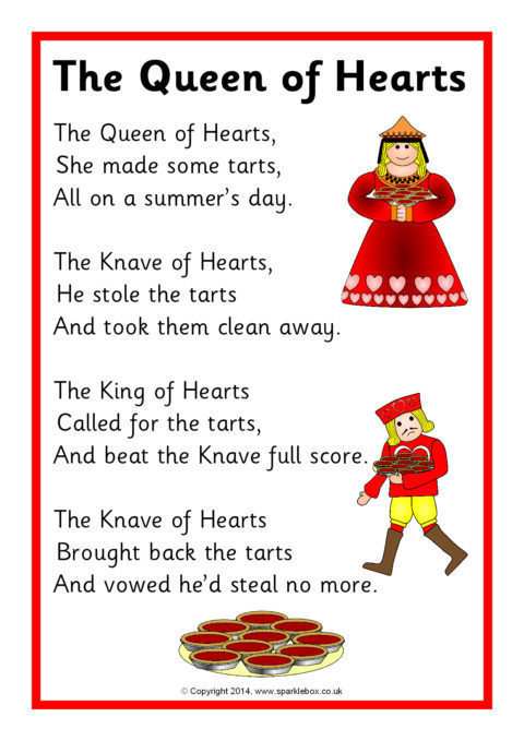 The Queen Of Hearts Rhyme Sheet Sb10935 Sparklebox