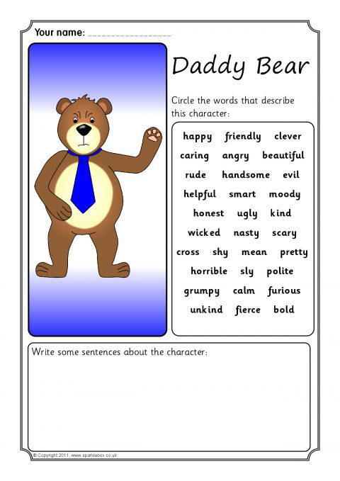 Goldilocks Character Description Writing Frames (SB4015) - SparkleBox