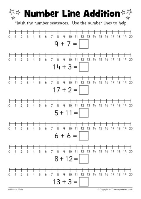 Number Line Addition Worksheets SB12217 SparkleBox