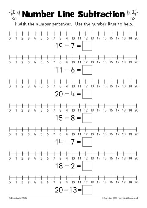Number Line Subtraction Worksheets (SB12219) SparkleBox
