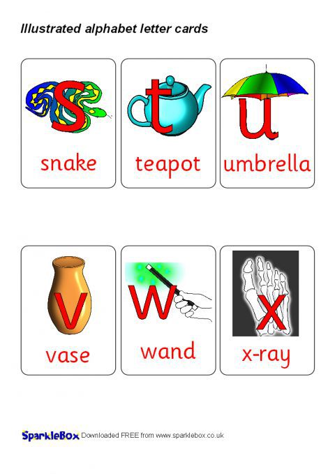 Illustrated Alphabet Picture And Word Cards SB230 SparkleBox