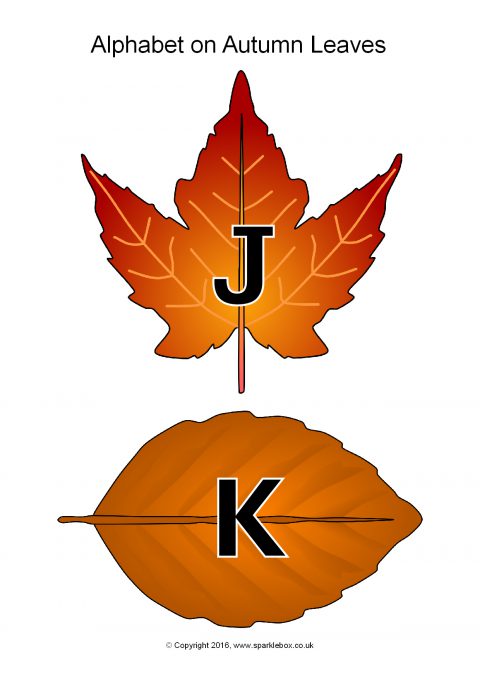 Alphabet On Autumn Leaves Capitals SB11491 SparkleBox