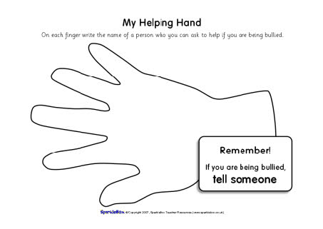 Helping Hand bullying sheet (SB1079) - SparkleBox