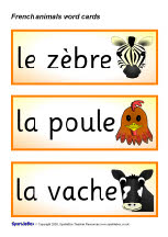 French animal word cards (SB1316) - SparkleBox