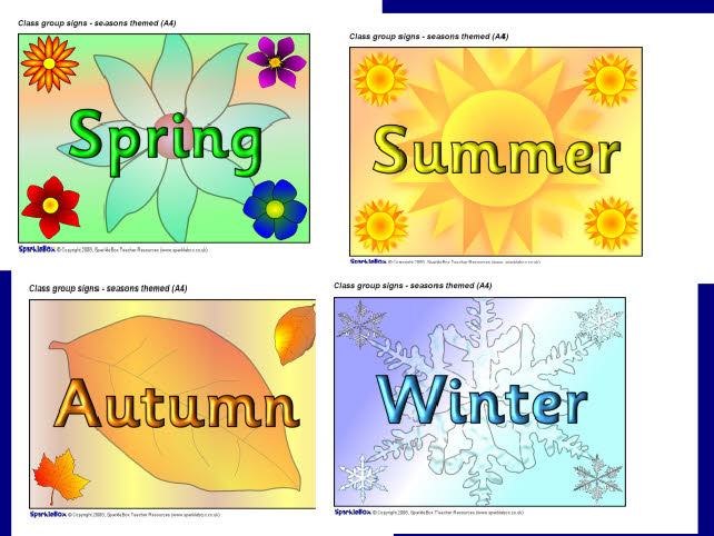 Seasons-themed group signs - A4 (SB1815) - SparkleBox