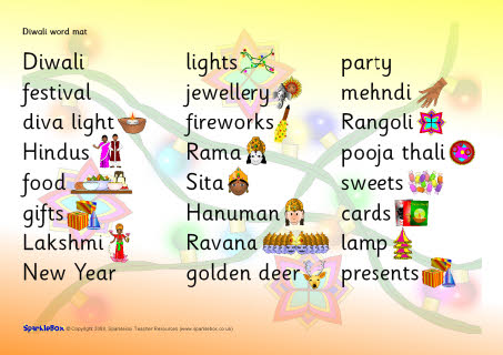 Diwali word mat (SB1877) - SparkleBox