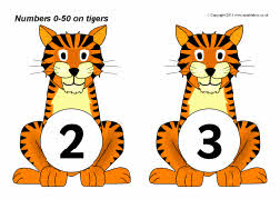 Numbers 0-50 on tigers (SB4288) - SparkleBox