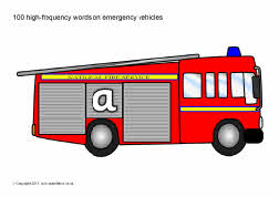 100 High-frequency Words On Emergency Vehicles (SB5362) - SparkleBox