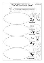 Great Pet Sale: Making values to 10p with coins worksheets ...