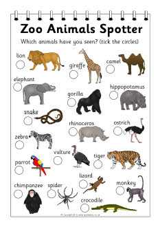 Zoo animals spotter form (SB7888) - SparkleBox