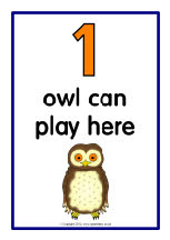 How many can play/work here posters - owl themed (SB8434) - SparkleBox