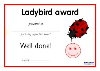 Ladybird-themed award certificates (SB176) - SparkleBox