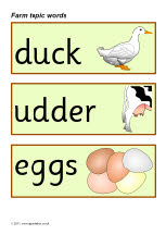 Farm topic word cards (SB217) - SparkleBox