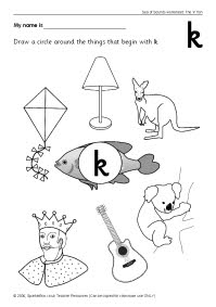 Letter 'k' worksheets (SB86) - SparkleBox