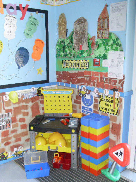 Three Pigs Construction Site role-play area classroom display photo ...