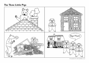 big bad wolf three little pigs black and white