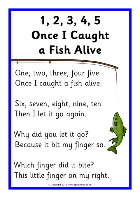 1 2 3 4 5 Once I Caught A Fish Alive Song Sheet Sb10735