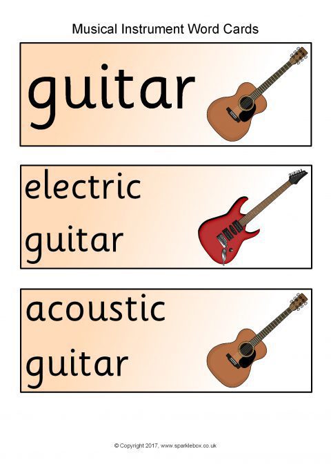 Musical Instrument Topic Word Cards